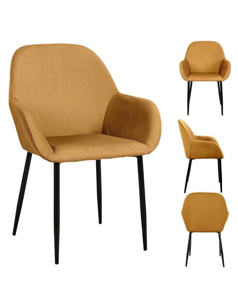 2 Sessel Giulia aus senfgelbem Kord - 59x85x55,7 cm