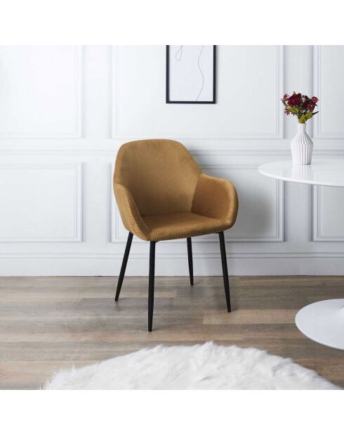 2 Sessel Giulia aus senfgelbem Kord - 59x85x55,7 cm