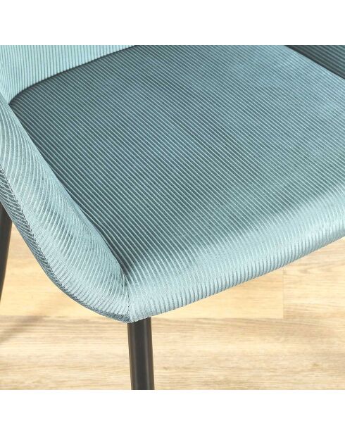2 Fauteuils Giulia velours cotelé bleu cadet - 59x85x55.7 cm