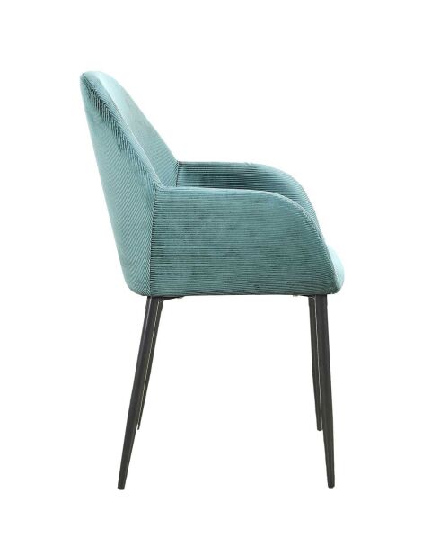 2 Fauteuils Giulia velours cotelé bleu cadet - 59x85x55.7 cm