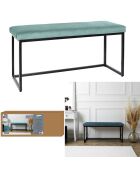 Banc Giulia velours cotelé bleu canard - 100x48x38 cm