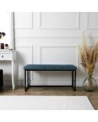 Banc Giulia velours cotelé bleu canard - 100x48x38 cm