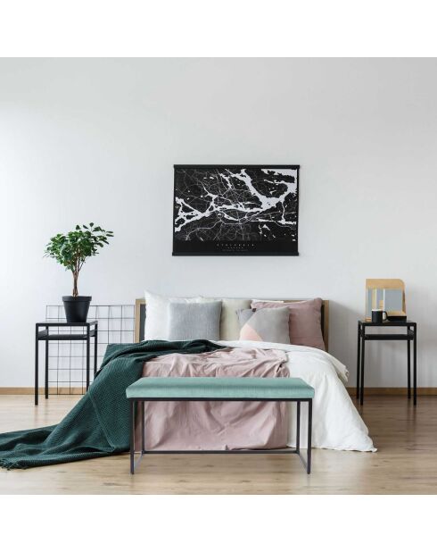 Banc Giulia velours cotelé bleu canard - 100x48x38 cm