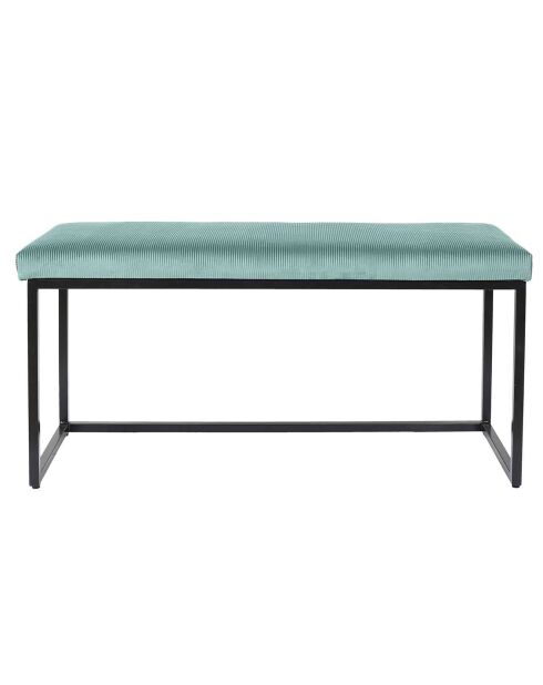 Banc Giulia velours cotelé bleu canard - 100x48x38 cm