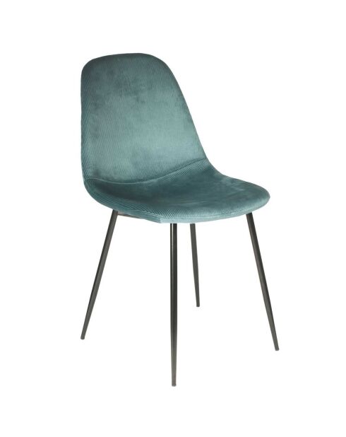 4 Chaises velours cotelé Giulia bleu canard - 43.7x85.5x54.2 cm
