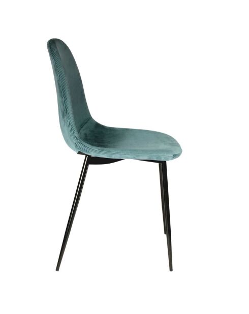 4 Chaises velours cotelé Giulia bleu canard - 43.7x85.5x54.2 cm