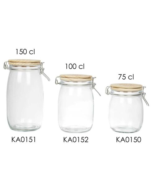 Bocal en verre mamie Lily transparent/marron - 150 cl