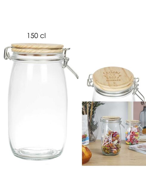 Bocal en verre mamie Lily transparent/marron - 150 cl
