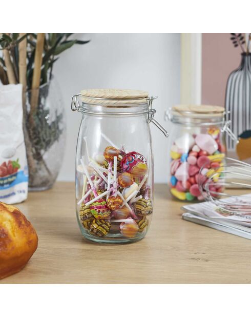 Bocal en verre mamie Lily transparent/marron - 150 cl
