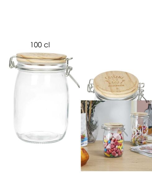 Bocal en verre mamie Lily transparent/marron - 100 cl