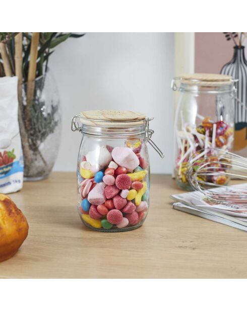 Bocal en verre mamie Lily transparent/marron - 100 cl