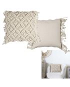 Coussin macramé beige - 40x40 cm