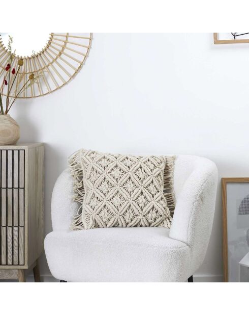 Coussin macramé beige - 40x40 cm