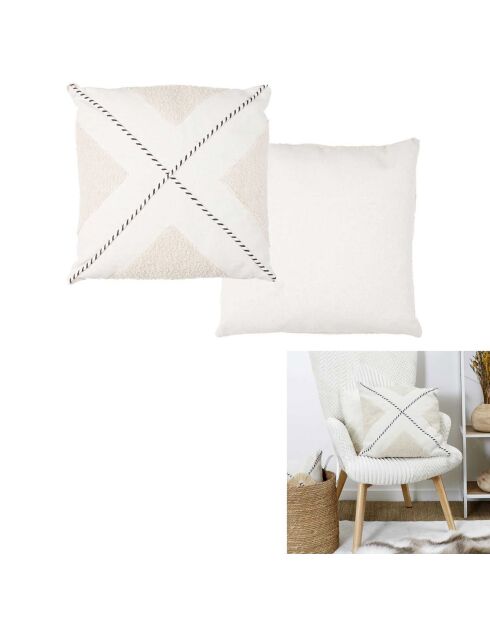 Coussin bouclette beige - 40x40 cm