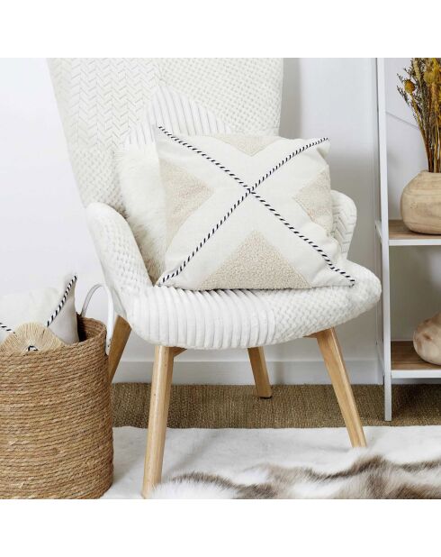 Coussin bouclette beige - 40x40 cm