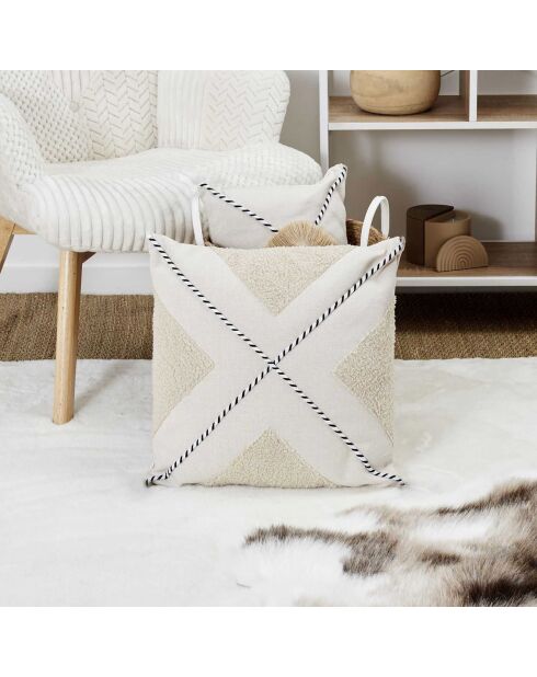 Coussin bouclette beige - 40x40 cm