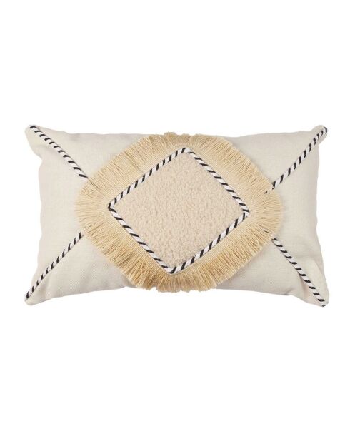 Coussin à franges beige - 50x30 cm