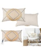 Coussin à franges beige - 50x30 cm