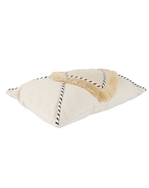 Coussin à franges beige - 50x30 cm