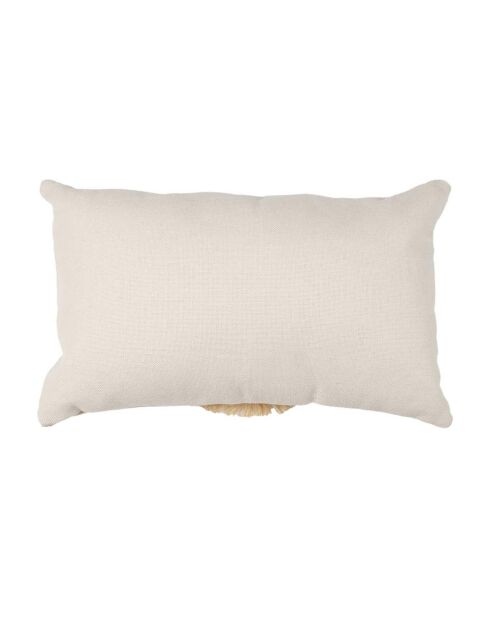 Coussin à franges beige - 50x30 cm