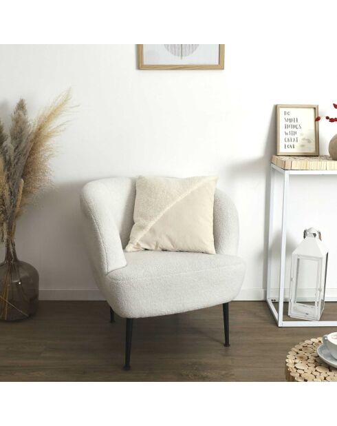 Coussin bouclette beige - 40x40 cm