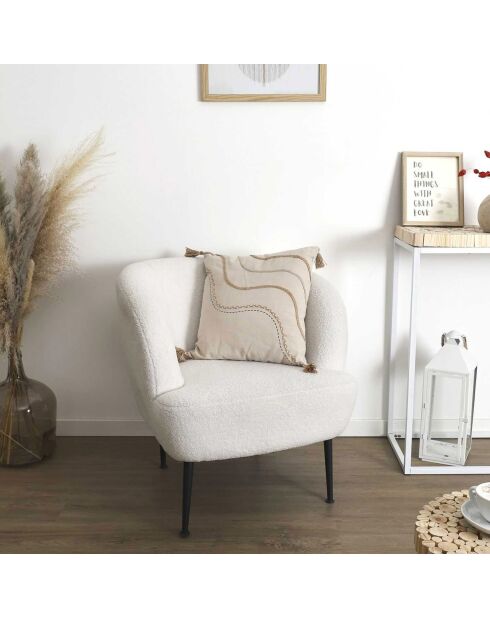 Cuscino con nappine beige - 40x40 cm