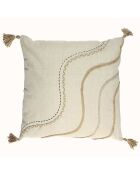 Coussin à pompons beige - 40x40 cm
