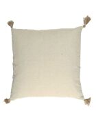 Coussin à pompons beige - 40x40 cm