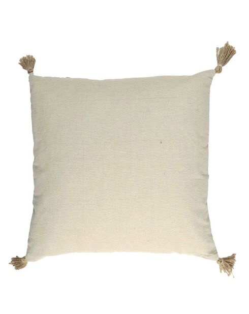 Coussin à pompons beige - 40x40 cm
