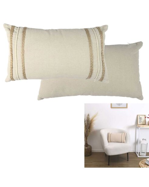 Coussin tressé beige - 50x30 cm
