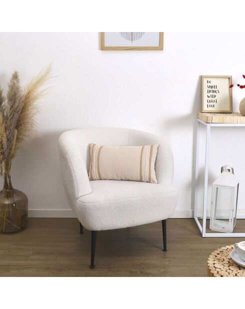 Beiges gewebtes Kissen, 50 x 30 cm