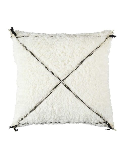 Coussin Sherpa motif tressé blanc - 40x40 cm