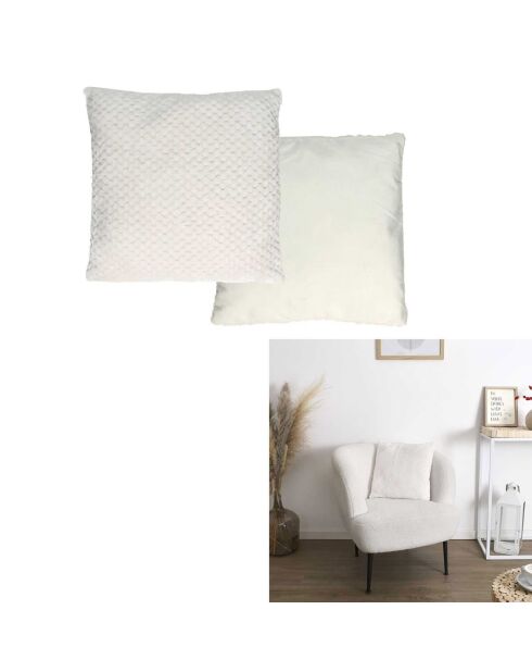 Coussin nid d'abeille blanc - 40x40 cm