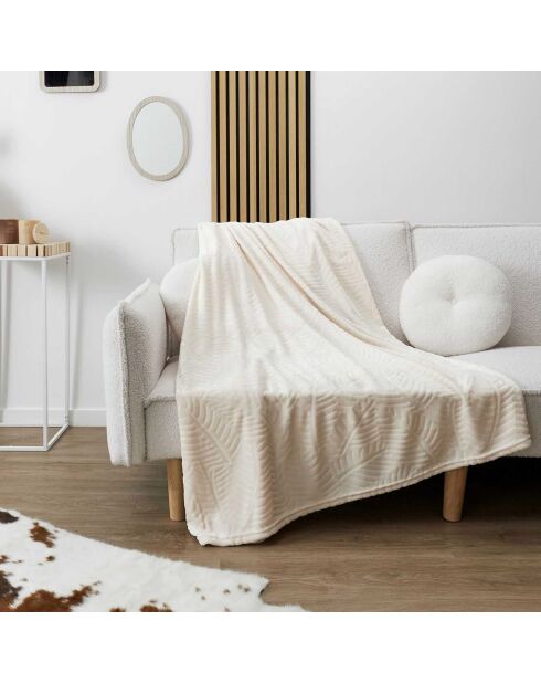 Plaid flanelle embossé crème - 150x200 cm