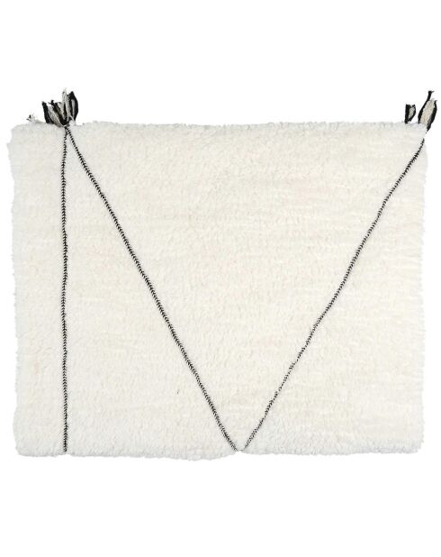 Plaid sherpa motif tresse blanc - 130x160 cm