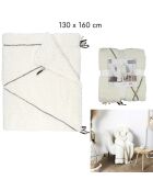 Plaid sherpa motif tresse blanc - 130x160 cm