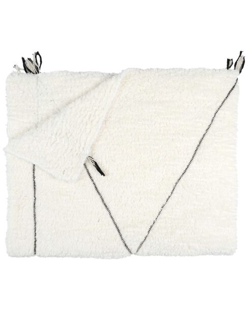 Plaid sherpa motif tresse blanc - 130x160 cm