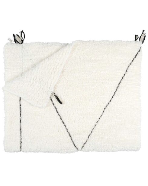 Plaid sherpa motif tresse blanc - 130x160 cm