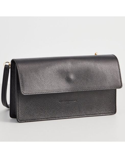 Sac à Bandoulière en Cuir Aster noir - 26x14x5 cm