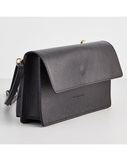 Sac à Bandoulière en Cuir Aster noir - 26x14x5 cm