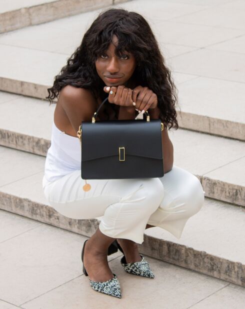 Sac à main en Cuir Mini Emma noir - 21x16x8 cm