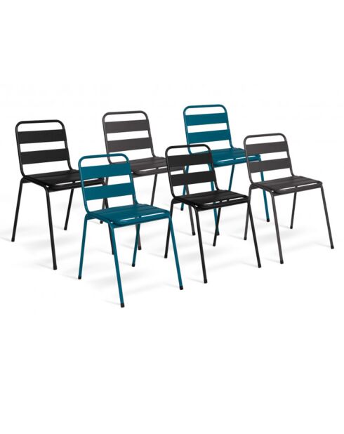 6 Chaises de jardin  multicolores - 44x45x76 cm