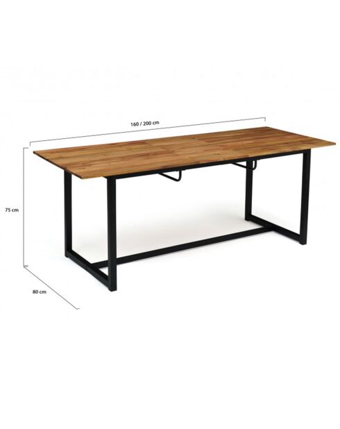 Table extensible  noir/bois - 160/200x80x75 cm