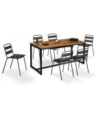 Table extensible  noir/bois - 160/200x80x75 cm