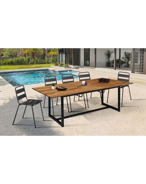 Mesa extensible negra/madera - 160/200x80x75 cm