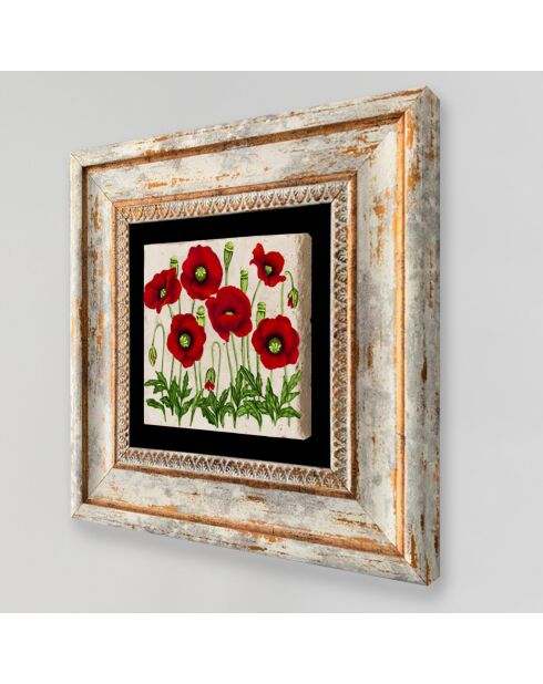 Tableau Coquelicots multicolore - 20x20 cm