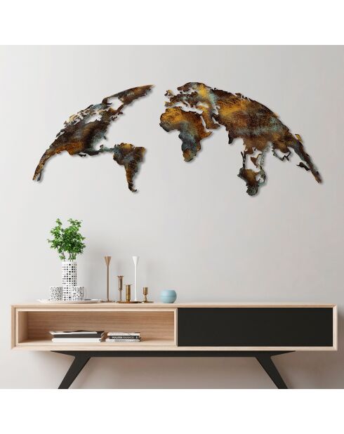 Decoración mural con mapa del mundo multicolor, 150 x 59 cm