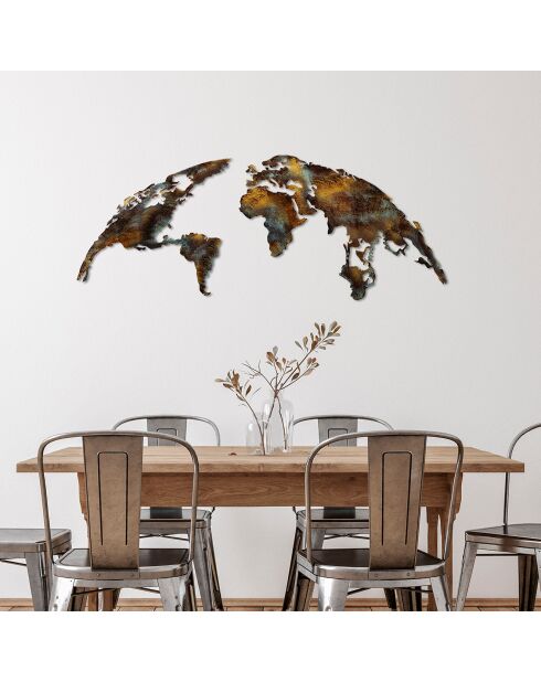 Decoración mural con mapa del mundo multicolor, 150 x 59 cm