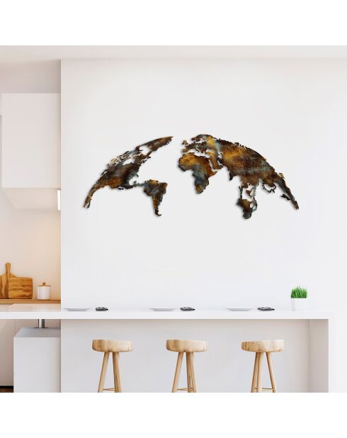 Decoración mural con mapa del mundo multicolor, 150 x 59 cm