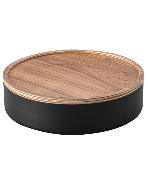 Boîte de rangement avec couvercle ronde Rin noire - 22x22x6 cm